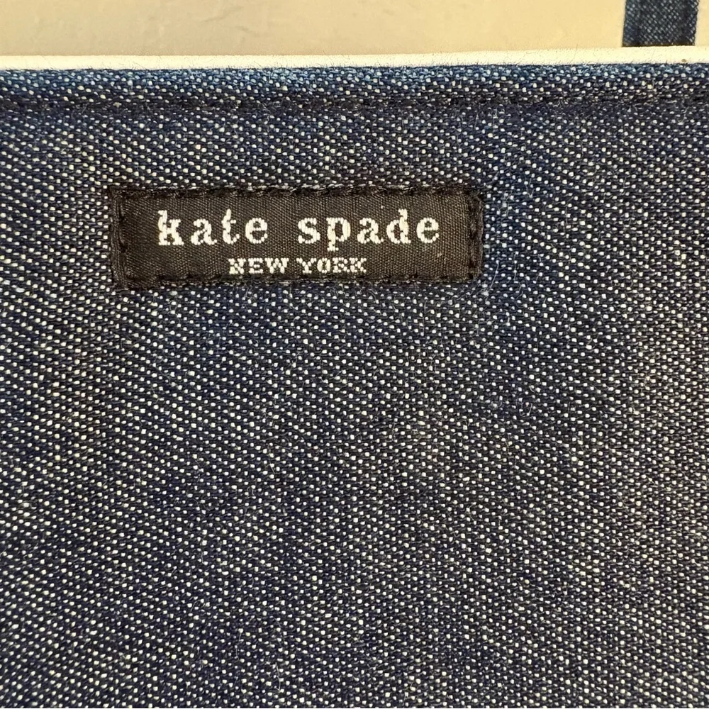 Vintage Kate Spade New York Denim Shoulder Bag – Made in USA – Gingham Lining - Picture 3 of 16